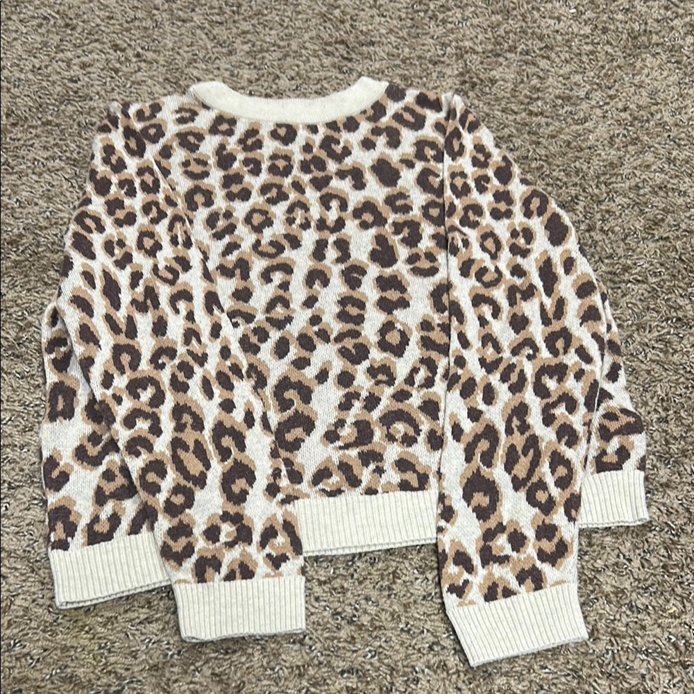 Leopard Print Sweater - Cream and Brown